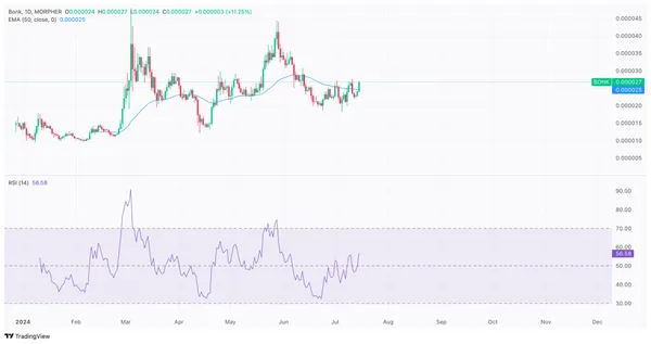 BONK price chart