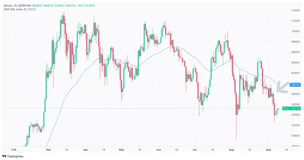 Bärisches Engulfing-Muster auf dem BTC-Chart