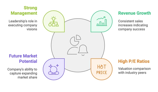 Как выбрать акции роста: Сильное руководство, рост выручки, потенциал будущего рынка, высокие P/E коэффициенты