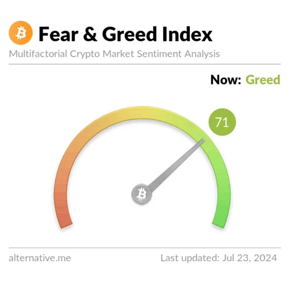 Fear & Greed Index Beispiel 23. Juli