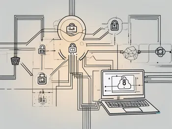 A digital ledger with symbolic icons of a contract