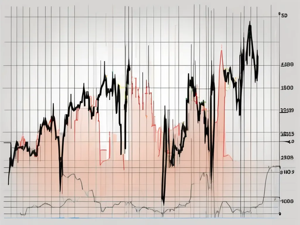 Un gráfico dinámico del mercado de valores con picos y valles destacados.