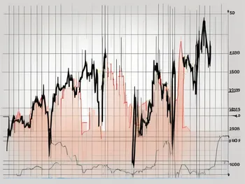 A dynamic stock market chart with highlighted peaks and troughs