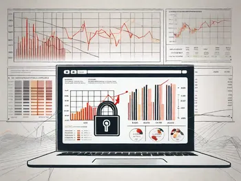 A computer screen displaying various stock market graphs and charts