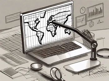 A stock market graph on a computer screen with various trading tools like a calculator