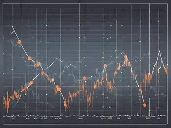 Un gráfico dinámico del mercado de valores con puntos SAR parabólicos arriba y abajo de las líneas de tendencia.