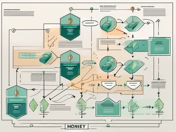 Ein eleganter Flussdiagramm, das die Bewegung von Geld durch eine Wirtschaft darstellt