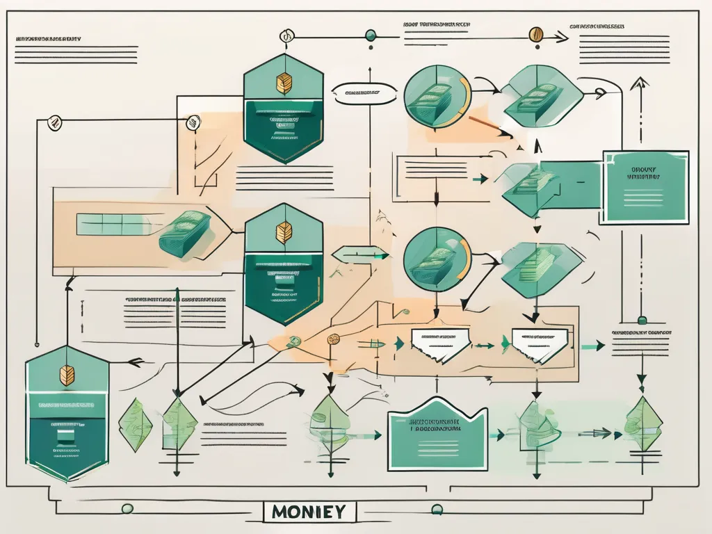 Un elegante diagrama de flujo que representa el movimiento del dinero a través de una economía