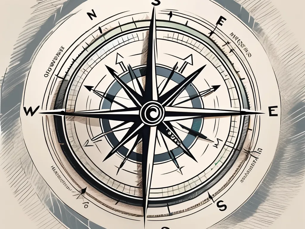 Une boussole avec diverses flèches se déplaçant dans différentes directions