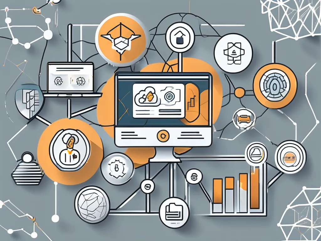 Distintos iconos digitales que representan diferentes sectores como seguros