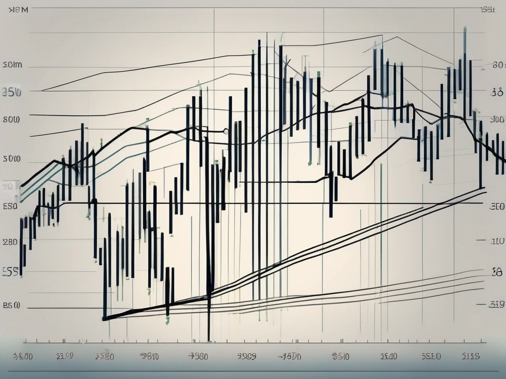 Un gráfico dinámico de la bolsa de valores con líneas y barras fluctuantes.