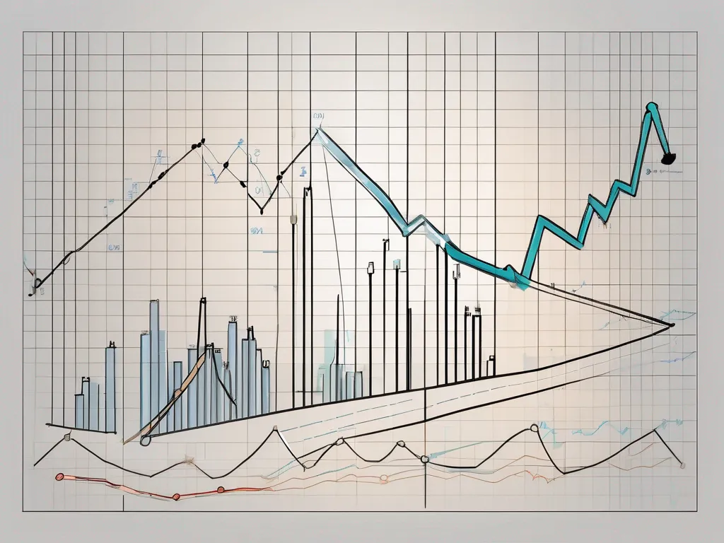 Un graphique dynamique du marché boursier avec une ligne mise en évidence représentant l'indicateur de volume pondéré en continu.