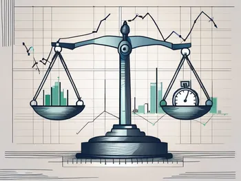 Une balance équilibrée avec des graphiques du marché boursier d'un côté et une jauge d'indice de l'autre