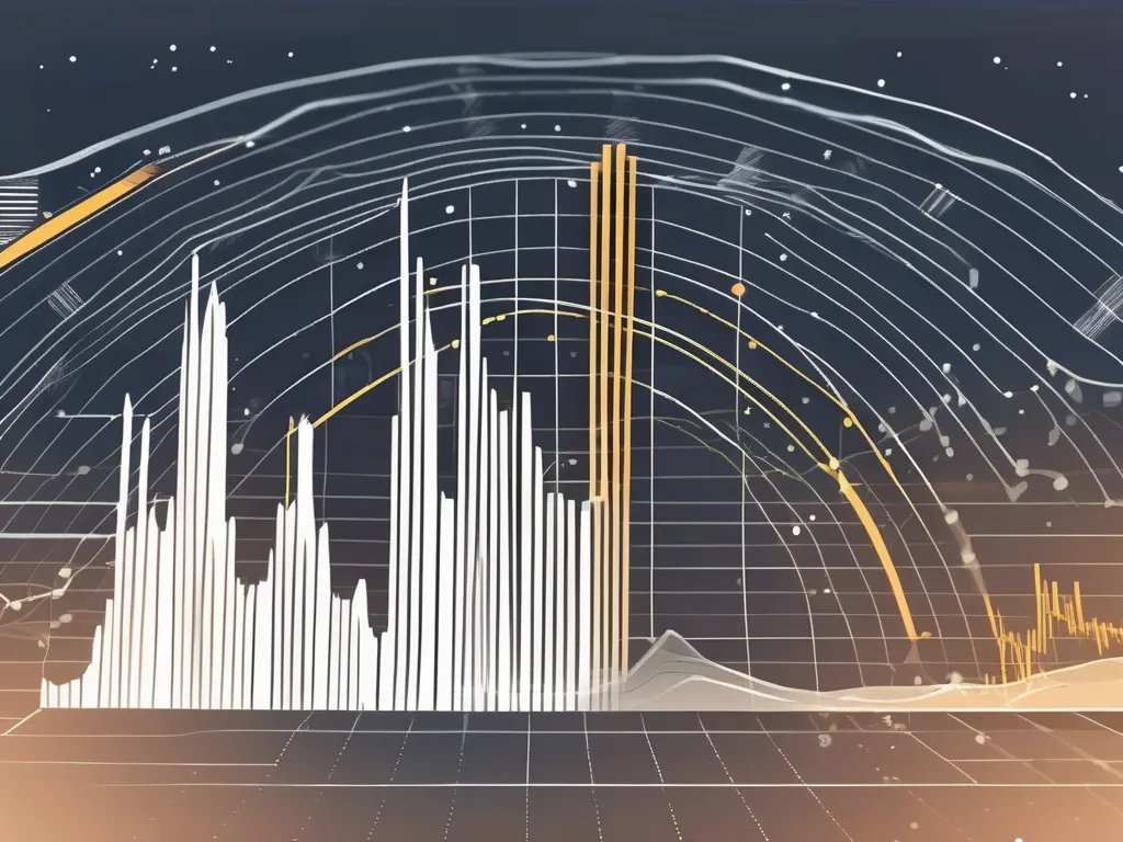 Un graphique dynamique du marché boursier avec des rayons gamma qui en jaillissent