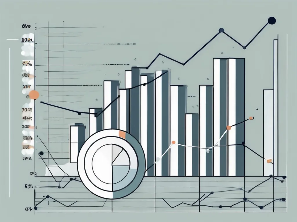 A stock market graph with three sections highlighted