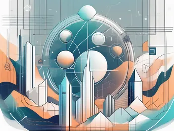 A futuristic digital landscape with abstract representations of etfs and solana's symbol