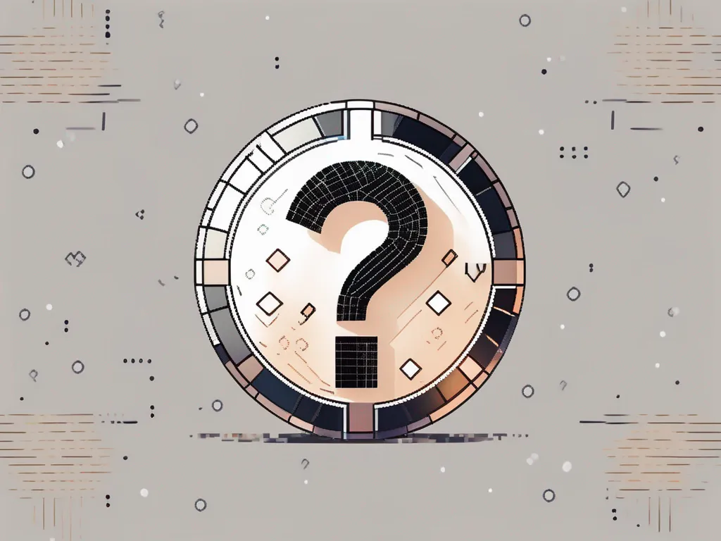 A digital coin with a pixelated question mark at its center