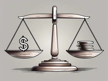 A balanced scale with different financial symbols like currency