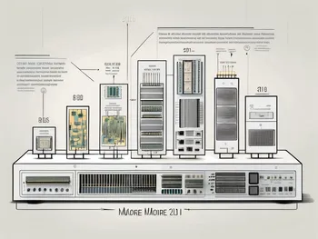 Ein abstrakter Zeitstrahl, der die Entwicklung von Computerchips zeigt