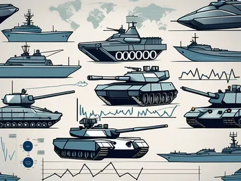 Una colección de diversos equipos militares como tanques