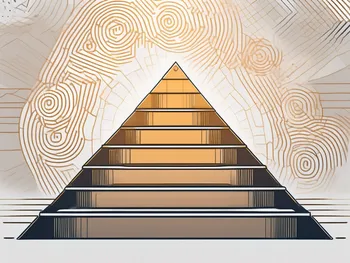 A stylized bitcoin symbol ascending a series of steps