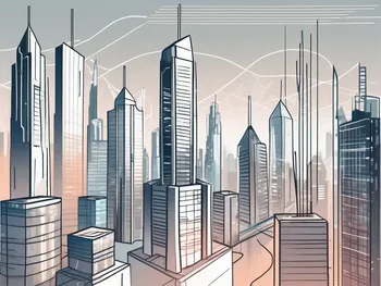 A futuristic cityscape with skyscrapers