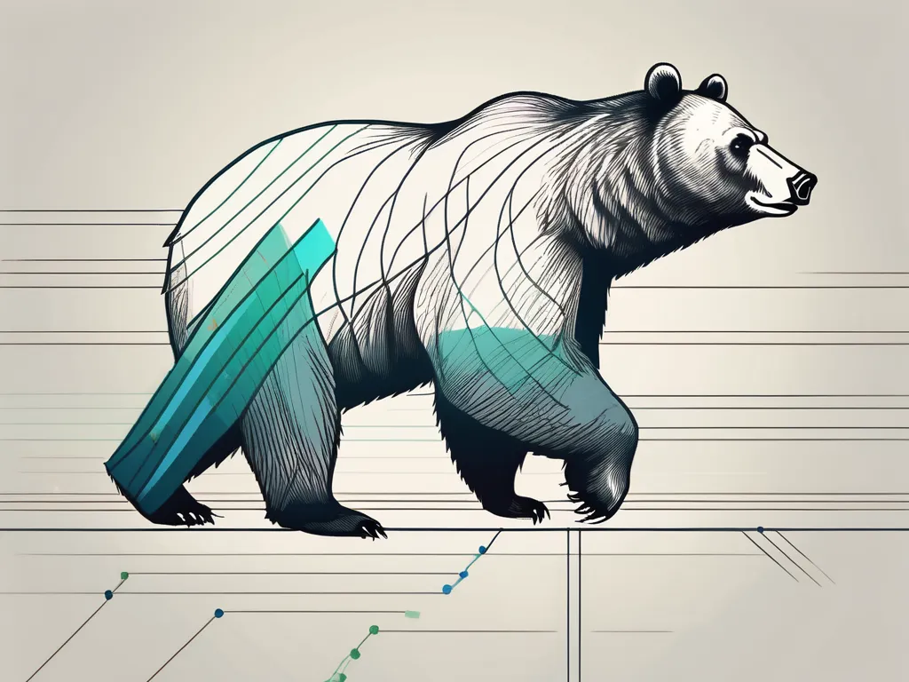 Un ours marchant sur une ligne de graphique en hausse