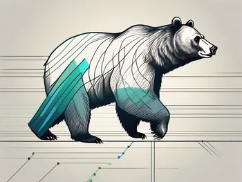 Un oso caminando sobre una línea de gráfica ascendente