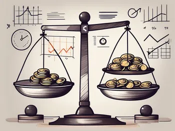 A balanced scale with various financial symbols on each side