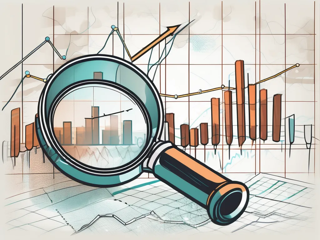 Une loupe survolant un graphique boursier