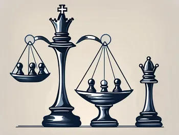 A balanced scale with chess pieces on both sides