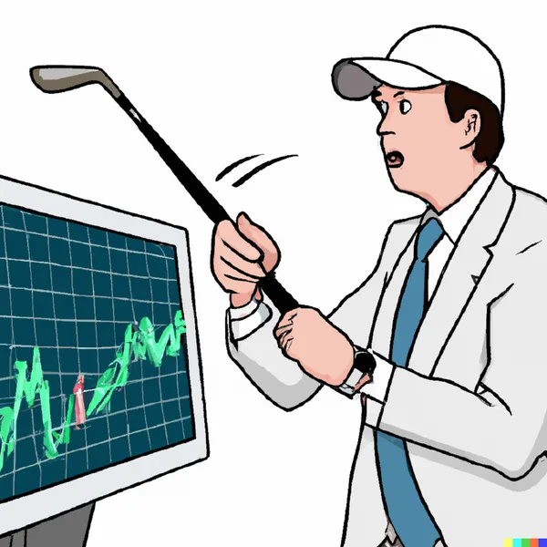 Un golfista jugando en el mercado de valores, trading de momentum