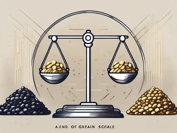 A balanced scale with different types of commodities like grain