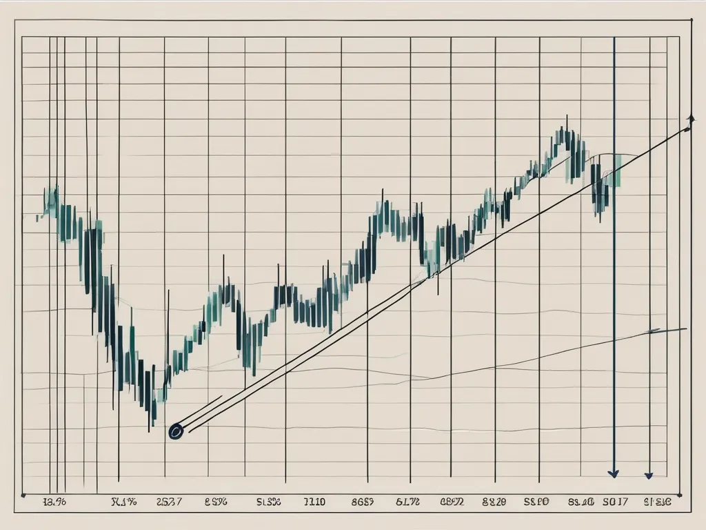 Ein Börsendiagramm mit Fibonacci-Retracement-Linien, die verschiedene Ebenen von Unterstützung und Widerstand anzeigen.