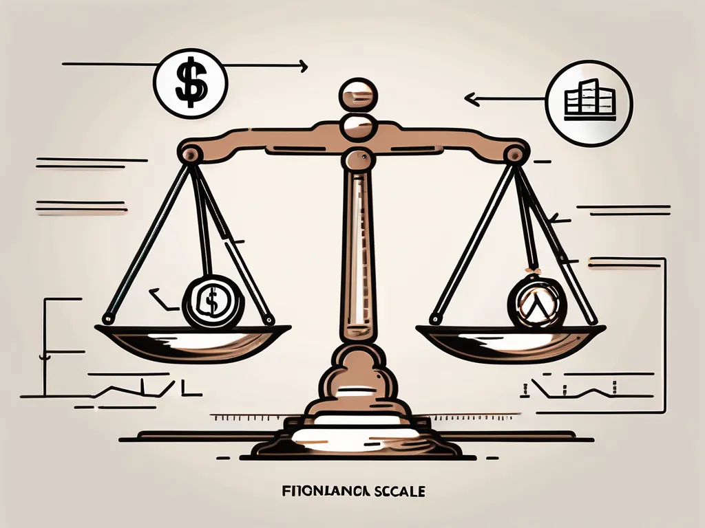 Una balanza con diferentes símbolos financieros (como monedas).