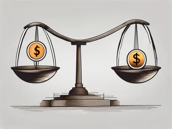 A balanced scale with one side representing the stock market's advancing issues and the other side representing its declining issues