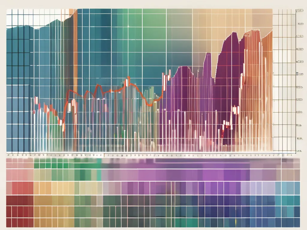 Un detallado gráfico Renko con bloques de colores codificados.