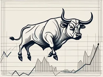 Un toro cargando hacia arriba en una línea de gráfica empinada