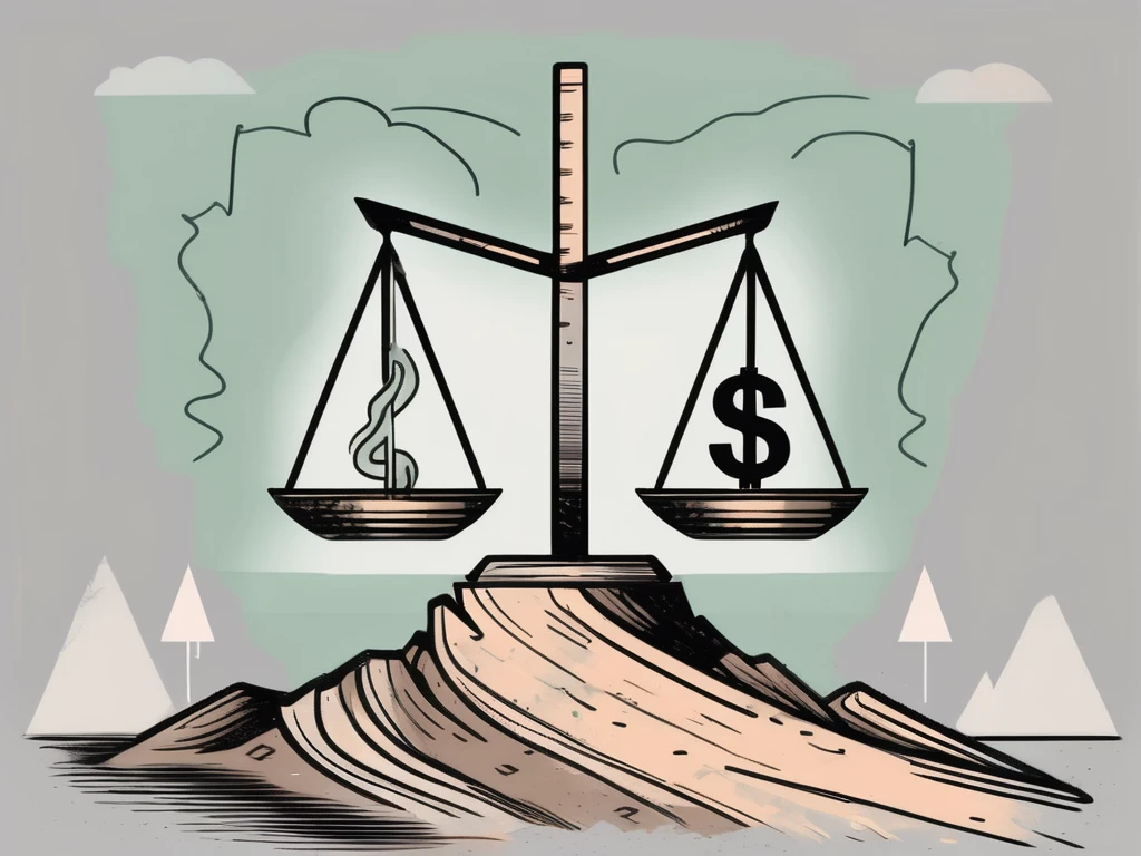 A balanced scale with a risk symbol (like a lightning bolt) on one side and a return symbol (like a dollar sign or up arrow) on the other