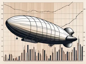 Der Hindenburg-Zeppelin schwebt unheilvoll über einem volatilen Aktienmarkt-Graphen