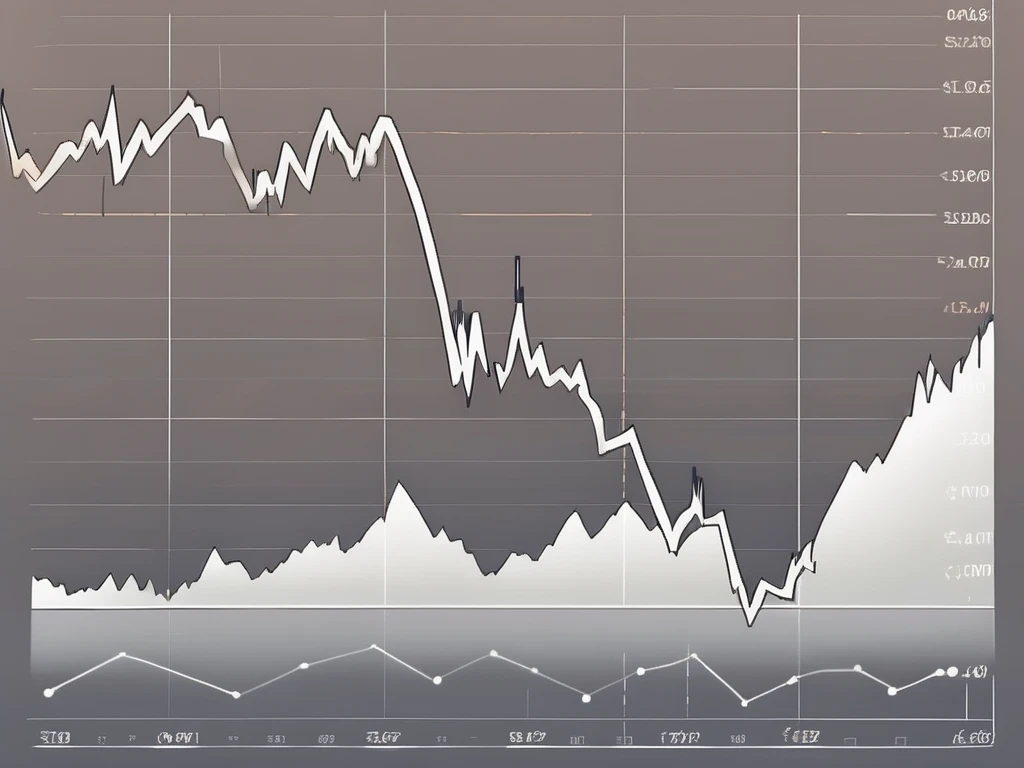 A stock market chart with a steep downward trend