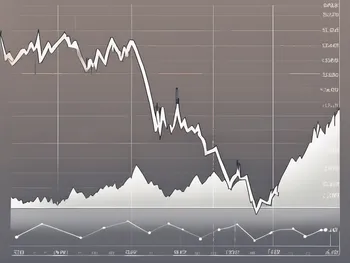 A stock market chart with a steep downward trend