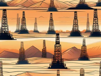 Нефтяная буровая установка в центре обширной пустыни