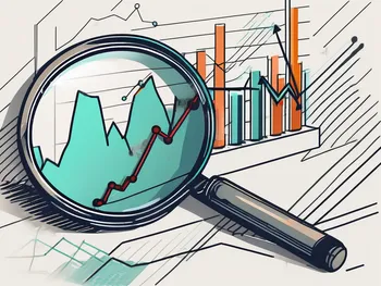 A magnifying glass hovering over a line graph