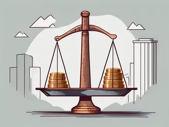 A scale balancing a stack of coins and a risky asset