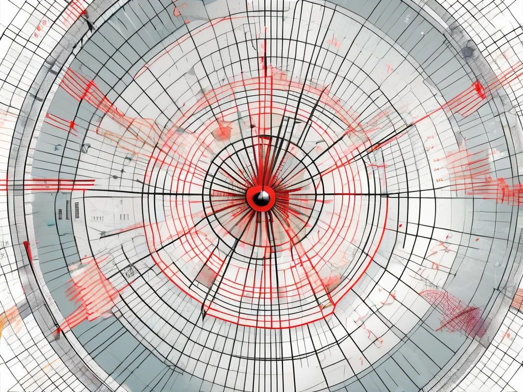 Un intrincado fan de Gann superpuesto a un gráfico del mercado de valores