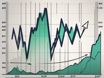 A stock market chart with an arrow pointing upwards