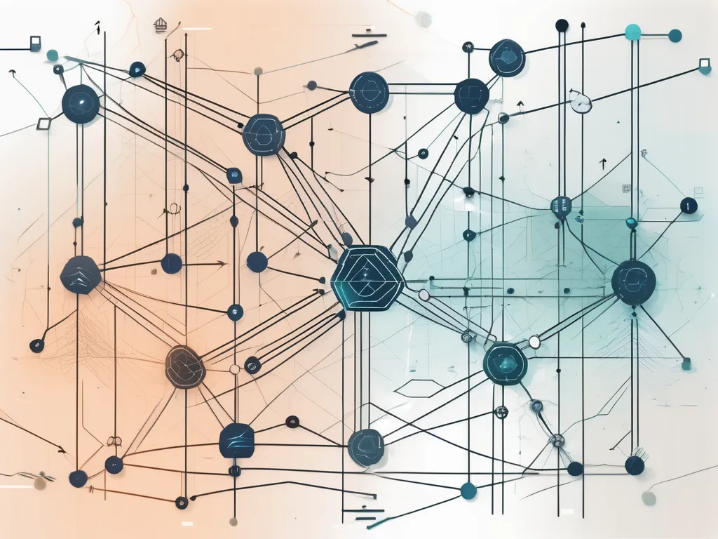 Ein komplexes Netzwerk miteinander verbundener digitaler Knotenpunkte