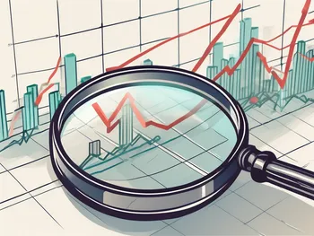 A magnifying glass highlighting a symbolic entry point on a stylized stock market graph