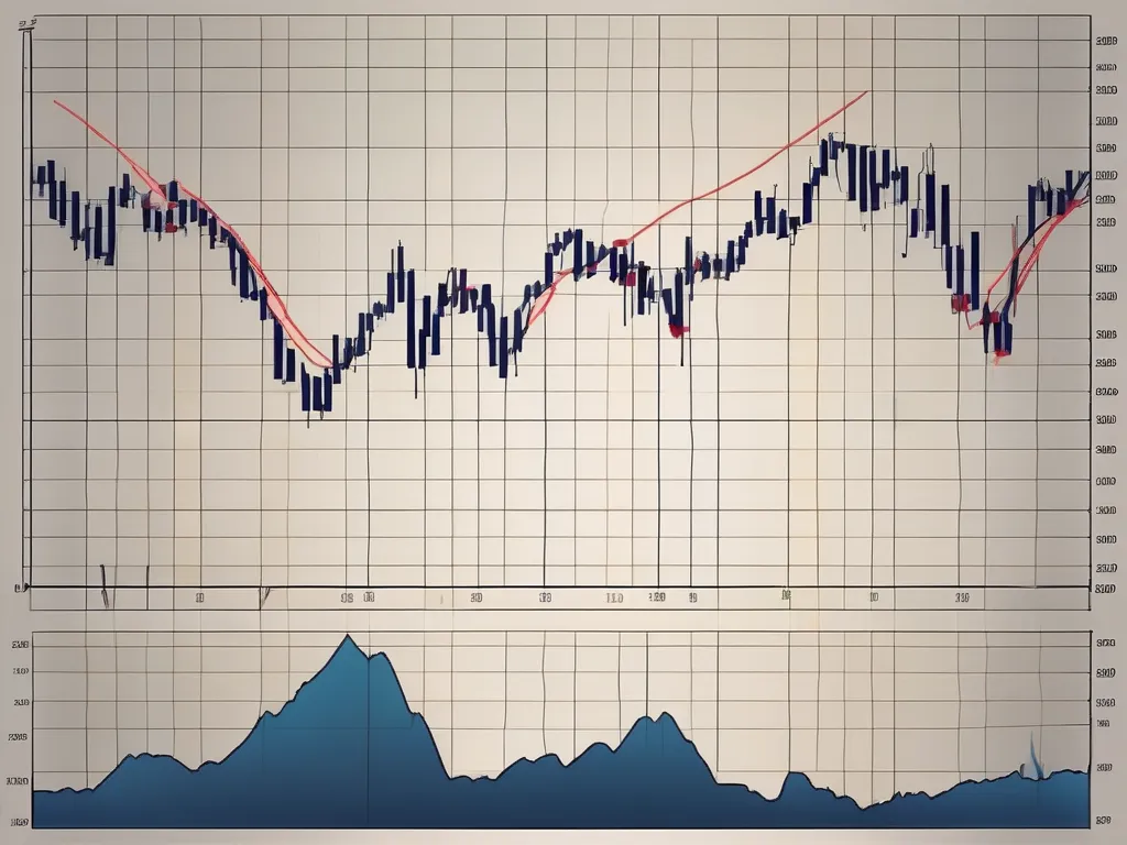 Un gráfico dinámico del mercado de divisas con la línea destacada del promedio móvil exponencial (EMA)